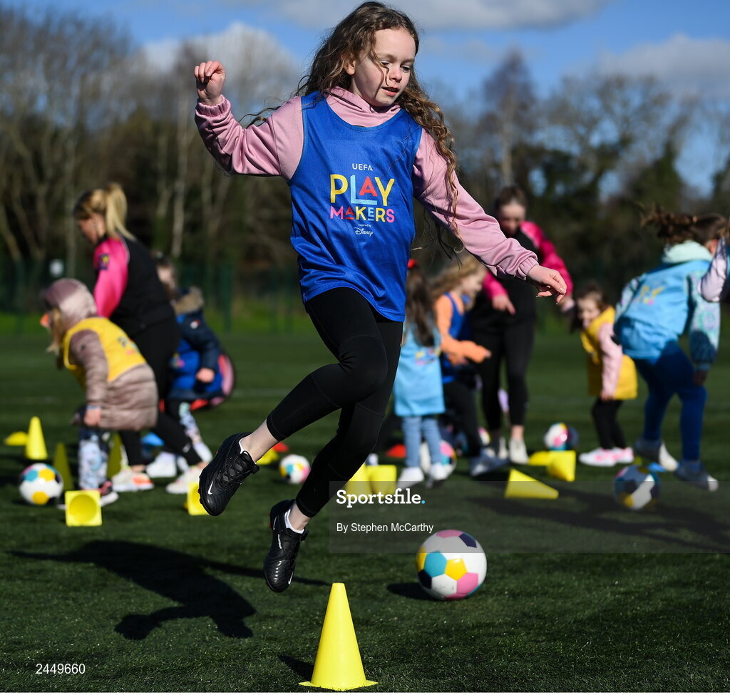 7 March 2023; Sophie Bastick Byrne at the launch of UEFA Disney Playmakers 2023 at Hartstown Huntstown Football Club in Dublin. Photo by Stephen McCarthy/Sportsfile