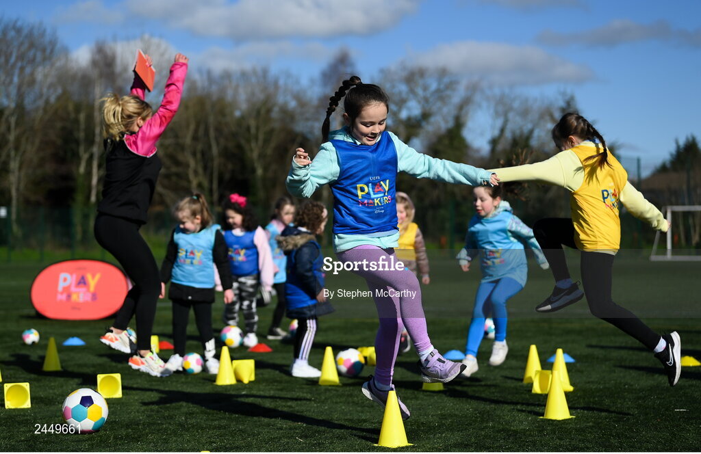 7 March 2023; Sophie Horgan at the launch of UEFA Disney Playmakers 2023 at Hartstown Huntstown Football Club in Dublin. Photo by Stephen McCarthy/Sportsfile
