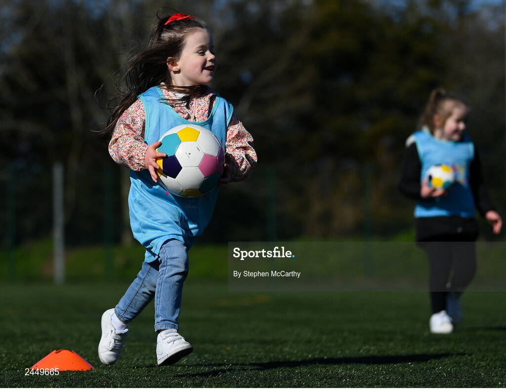 7 March 2023; Freya McQuillan at the launch of UEFA Disney Playmakers 2023 at Hartstown Huntstown Football Club in Dublin. Photo by Stephen McCarthy/Sportsfile