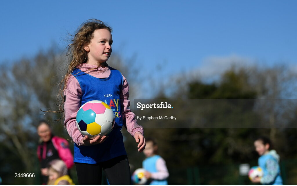 7 March 2023; Sophie Bastick Byrne at the launch of UEFA Disney Playmakers 2023 at Hartstown Huntstown Football Club in Dublin. Photo by Stephen McCarthy/Sportsfile