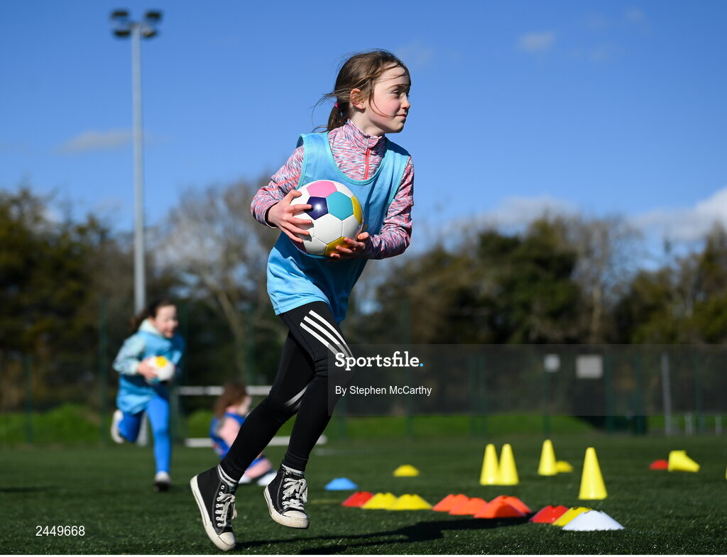 7 March 2023; Alice Dennehy at the launch of UEFA Disney Playmakers 2023 at Hartstown Huntstown Football Club in Dublin. Photo by Stephen McCarthy/Sportsfile
