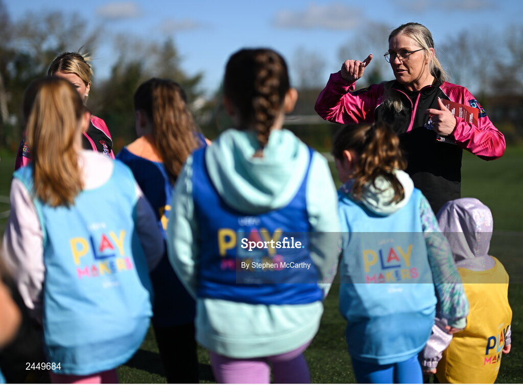 7 March 2023; Coach Maria Lawless at the launch of UEFA Disney Playmakers 2023 at Hartstown Huntstown Football Club in Dublin. Photo by Stephen McCarthy/Sportsfile