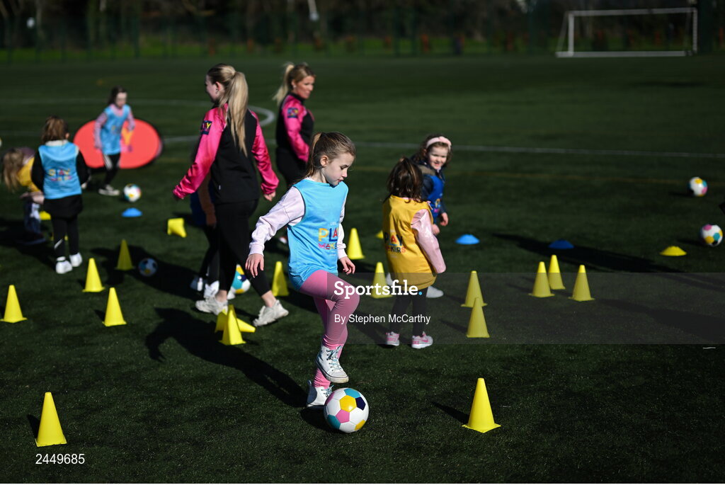 7 March 2023; A general view of the action the launch of UEFA Disney Playmakers 2023 at Hartstown Huntstown Football Club in Dublin. Photo by Stephen McCarthy/Sportsfile