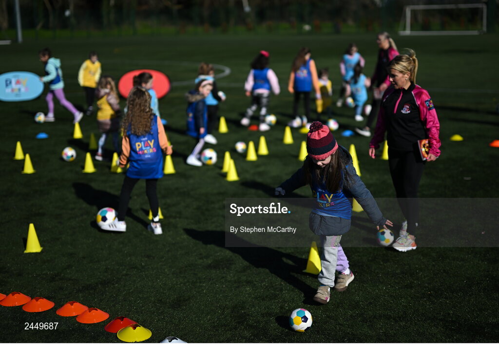 7 March 2023; A general view of the action the launch of UEFA Disney Playmakers 2023 at Hartstown Huntstown Football Club in Dublin. Photo by Stephen McCarthy/Sportsfile