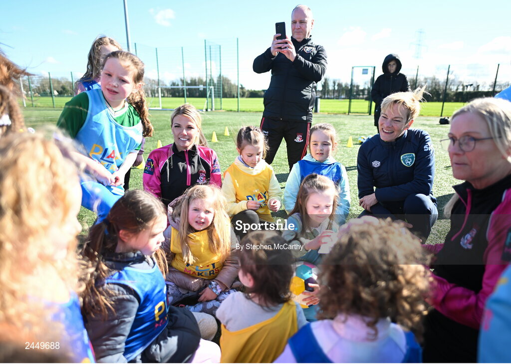 7 March 2023; Republic of Ireland Women's manager Vera Pauw at the launch of UEFA Disney Playmakers 2023 at Hartstown Huntstown Football Club in Dublin. Photo by Stephen McCarthy/Sportsfile