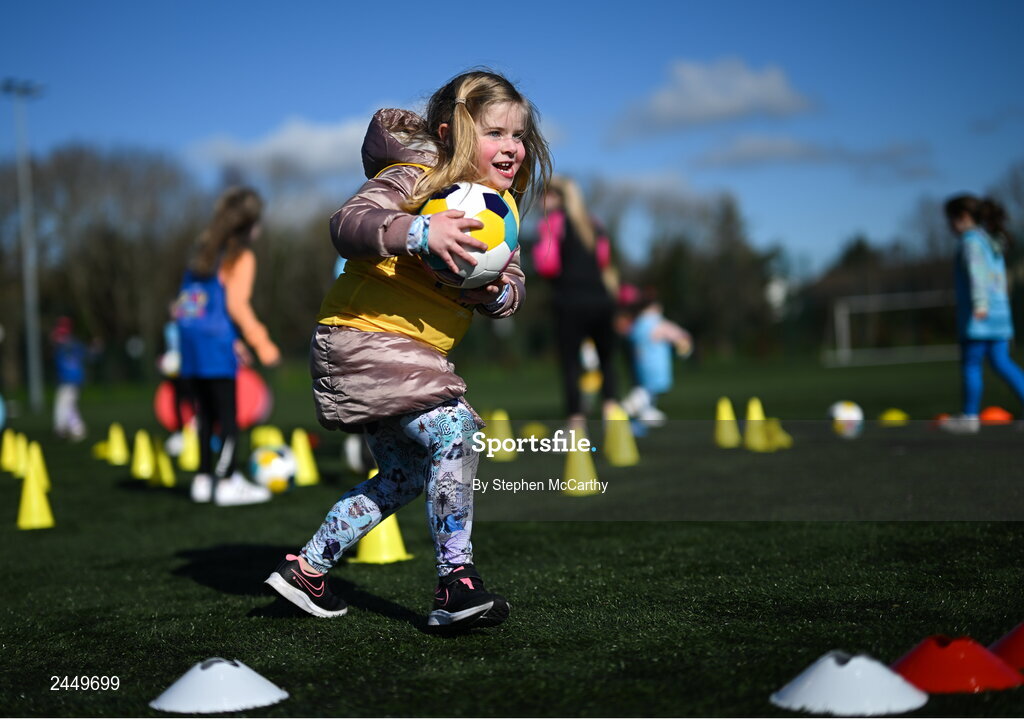 7 March 2023; Rosie McGurk at the launch of UEFA Disney Playmakers 2023 at Hartstown Huntstown Football Club in Dublin. Photo by Stephen McCarthy/Sportsfile