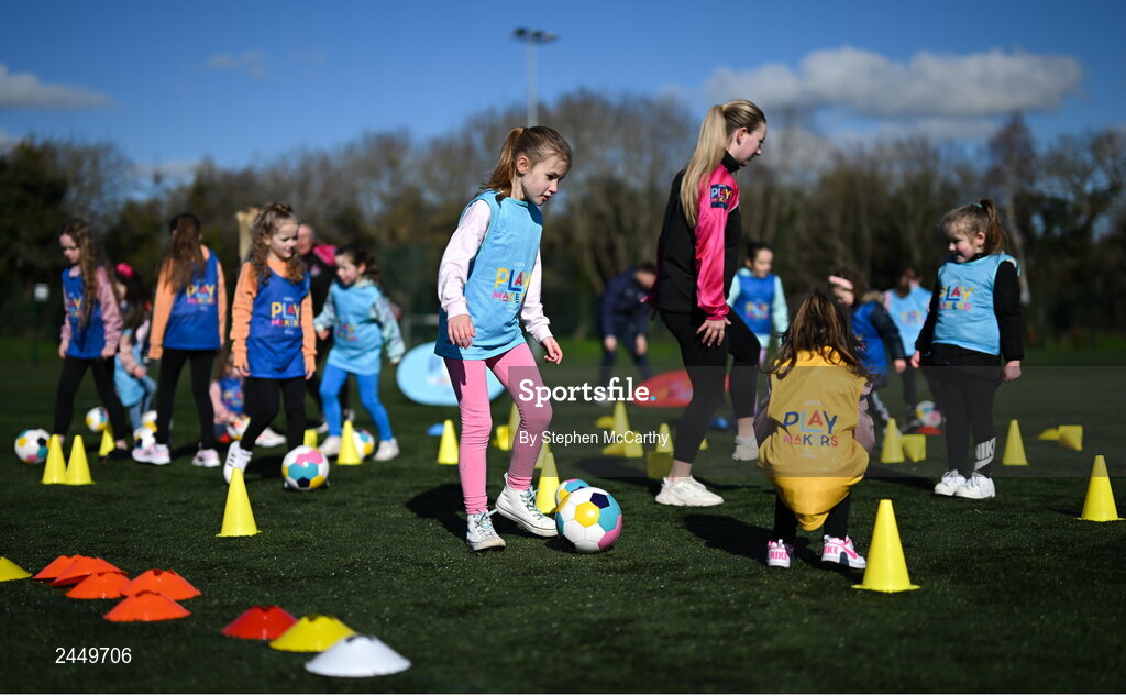 7 March 2023; A general view of the action the launch of UEFA Disney Playmakers 2023 at Hartstown Huntstown Football Club in Dublin. Photo by Stephen McCarthy/Sportsfile