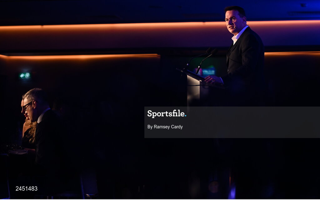 10 March 2023; MC Damian Lawlor during the AIB Club Players Awards at Croke Park in Dublin. Photo by Ramsey Cardy/Sportsfile