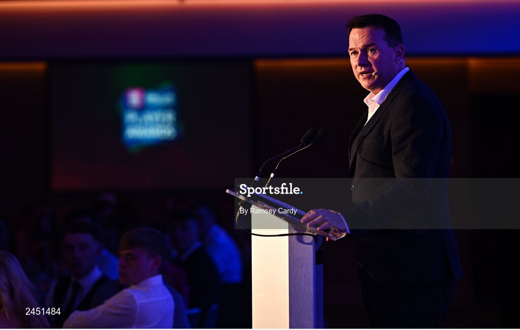 10 March 2023; MC Damian Lawlor during the AIB Club Players Awards at Croke Park in Dublin. Photo by Ramsey Cardy/Sportsfile