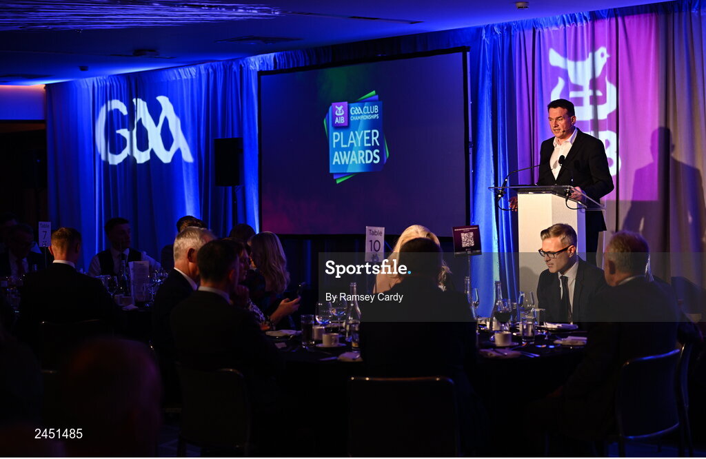 10 March 2023; MC Damian Lawlor during the AIB Club Players Awards at Croke Park in Dublin. Photo by Ramsey Cardy/Sportsfile