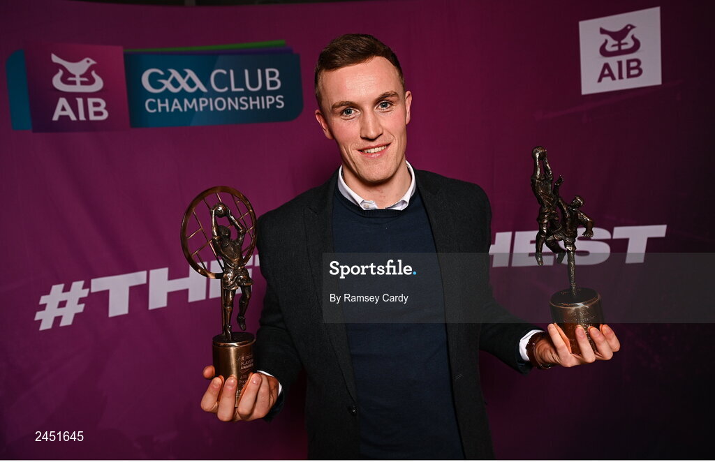 11 March 2023; Pictured is Shane Cunningham of Kilmacud Crokes who was crowned the AIB GAA Club Championships Footballer of the Year for the 2022/23 season. Cunningham was one of 30 of #TheToughest players across football and hurling honoured at the AIB GAA Club Player Awards. Held at Croke Park on Friday evening, the Awards recognise the top performing players throughout the AIB GAA Provincial and All-Ireland Senior Club Championships campaigns. Photo by Ramsey Cardy/Sportsfile