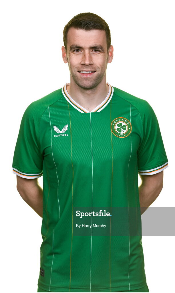 19 March 2023; Seamus Coleman poses for a portrait during a Republic of Ireland squad portrait session at Castleknock Hotel in Dublin. Photo by Harry Murphy/Sportsfile
