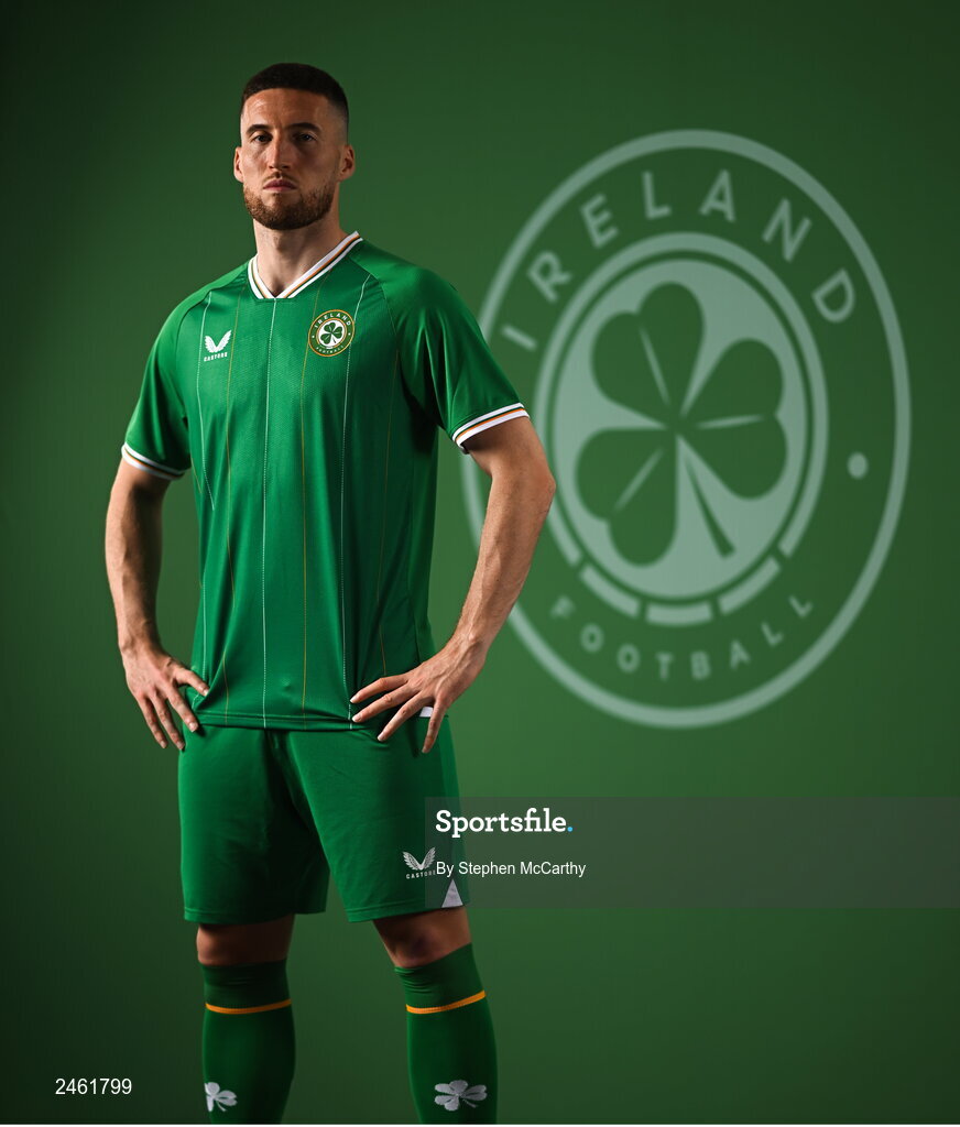 19 March 2023; Matt Doherty poses for a portrait during a Republic of Ireland squad portrait session at Castleknock Hotel in Dublin. Photo by Stephen McCarthy/Sportsfile