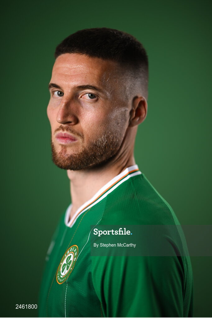 19 March 2023; Matt Doherty poses for a portrait during a Republic of Ireland squad portrait session at Castleknock Hotel in Dublin. Photo by Stephen McCarthy/Sportsfile