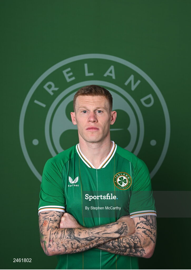 19 March 2023; James McClean poses for a portrait during a Republic of Ireland squad portrait session at Castleknock Hotel in Dublin. Photo by Stephen McCarthy/Sportsfile