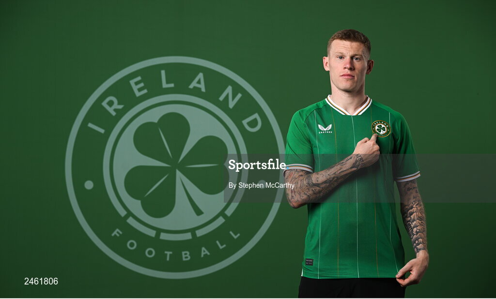 19 March 2023; James McClean poses for a portrait during a Republic of Ireland squad portrait session at Castleknock Hotel in Dublin. Photo by Stephen McCarthy/Sportsfile
