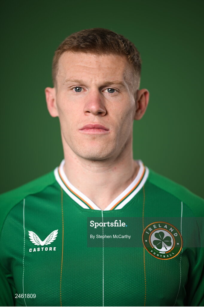 19 March 2023; James McClean poses for a portrait during a Republic of Ireland squad portrait session at Castleknock Hotel in Dublin. Photo by Stephen McCarthy/Sportsfile