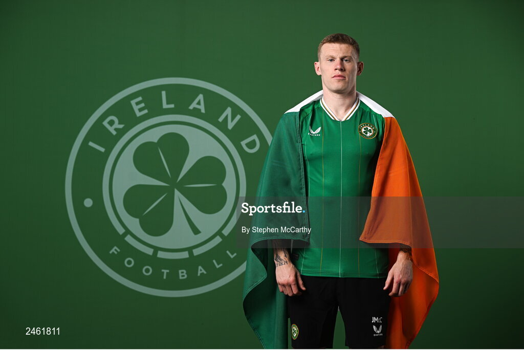 19 March 2023; James McClean poses for a portrait during a Republic of Ireland squad portrait session at Castleknock Hotel in Dublin. Photo by Stephen McCarthy/Sportsfile