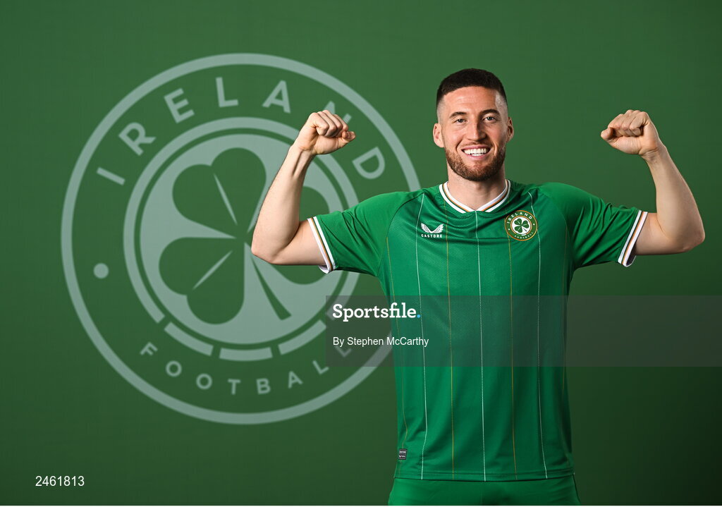 19 March 2023; Matt Doherty poses for a portrait during a Republic of Ireland squad portrait session at Castleknock Hotel in Dublin. Photo by Stephen McCarthy/Sportsfile
