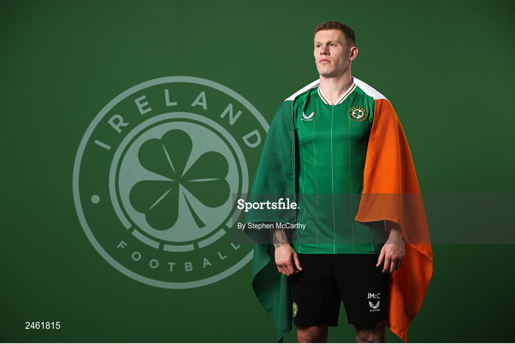 19 March 2023; James McClean poses for a portrait during a Republic of Ireland squad portrait session at Castleknock Hotel in Dublin. Photo by Stephen McCarthy/Sportsfile