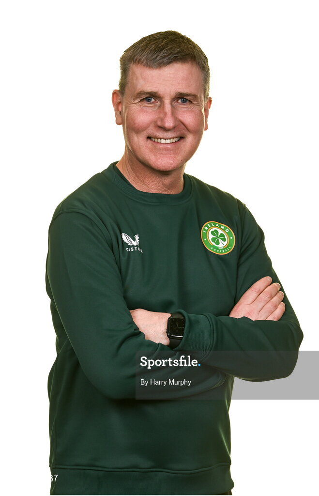 19 March 2023; Manager Stephen Kenny poses for a portrait during a Republic of Ireland squad portrait session at Castleknock Hotel in Dublin. Photo by Harry Murphy/Sportsfile
