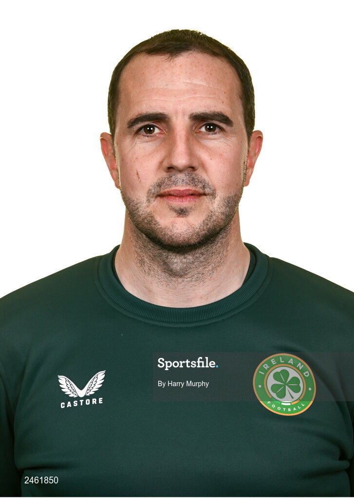 19 March 2023; Coach John O'Shea poses for a portrait during a Republic of Ireland squad portrait session at Castleknock Hotel in Dublin. Photo by Harry Murphy/Sportsfile