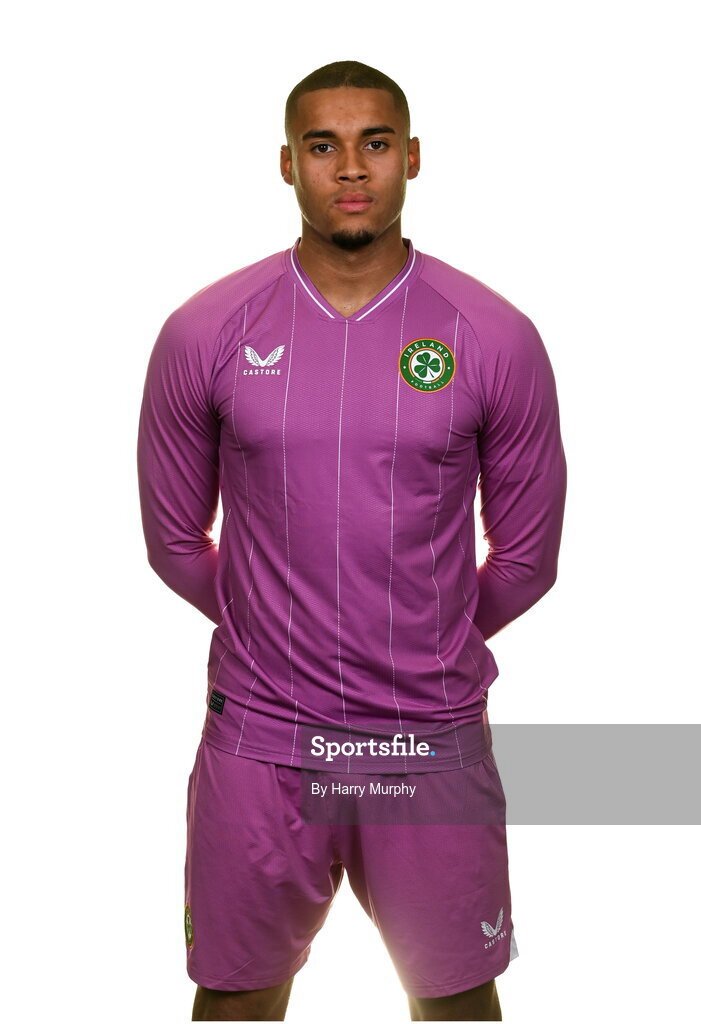 19 March 2023; Goalkeeper Gavin Bazunu poses for a portrait during a Republic of Ireland squad portrait session at Castleknock Hotel in Dublin. Photo by Harry Murphy/Sportsfile