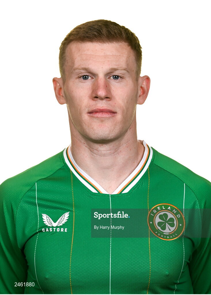 19 March 2023; James McClean poses for a portrait during a Republic of Ireland squad portrait session at Castleknock Hotel in Dublin. Photo by Harry Murphy/Sportsfile