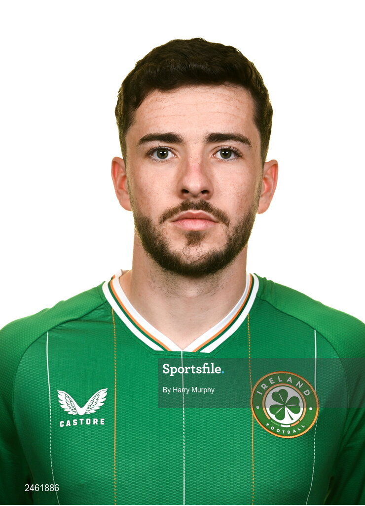19 March 2023; Mikey Johnston poses for a portrait during a Republic of Ireland squad portrait session at Castleknock Hotel in Dublin. Photo by Harry Murphy/Sportsfile