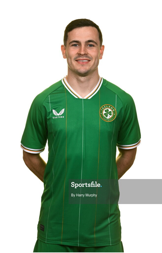 19 March 2023; Josh Cullen poses for a portrait during a Republic of Ireland squad portrait session at Castleknock Hotel in Dublin. Photo by Harry Murphy/Sportsfile