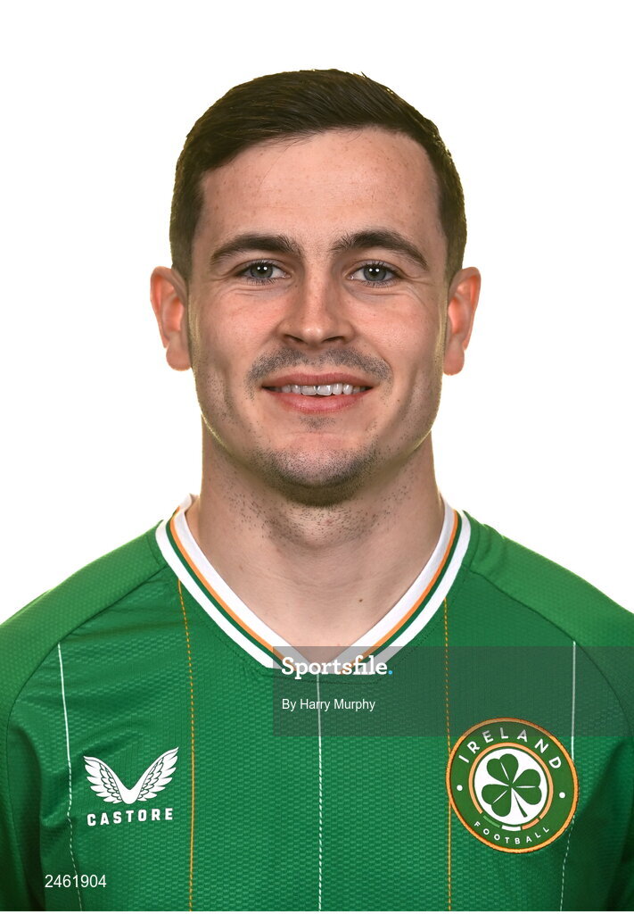 19 March 2023; Josh Cullen poses for a portrait during a Republic of Ireland squad portrait session at Castleknock Hotel in Dublin. Photo by Harry Murphy/Sportsfile