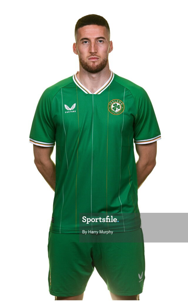 19 March 2023; Matt Doherty poses for a portrait during a Republic of Ireland squad portrait session at Castleknock Hotel in Dublin. Photo by Harry Murphy/Sportsfile