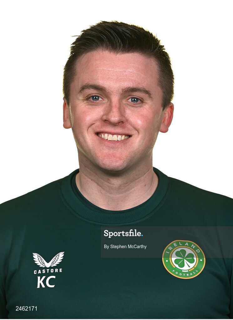 19 March 2023; Kieran Crowley, FAI communications manager, poses for a portrait during a Republic of Ireland squad portrait session at Castleknock Hotel in Dublin. Photo by Stephen McCarthy/Sportsfile