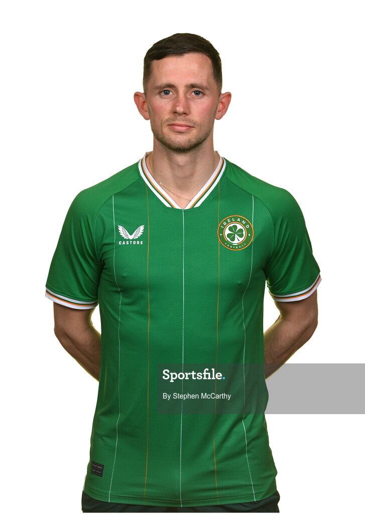 19 March 2023; Alan Browne poses for a portrait during a Republic of Ireland squad portrait session at Castleknock Hotel in Dublin. Photo by Stephen McCarthy/Sportsfile