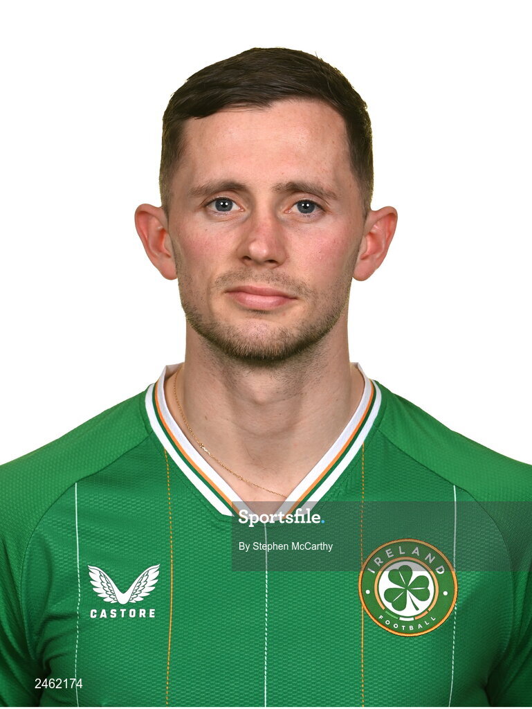 19 March 2023; Alan Browne poses for a portrait during a Republic of Ireland squad portrait session at Castleknock Hotel in Dublin. Photo by Stephen McCarthy/Sportsfile