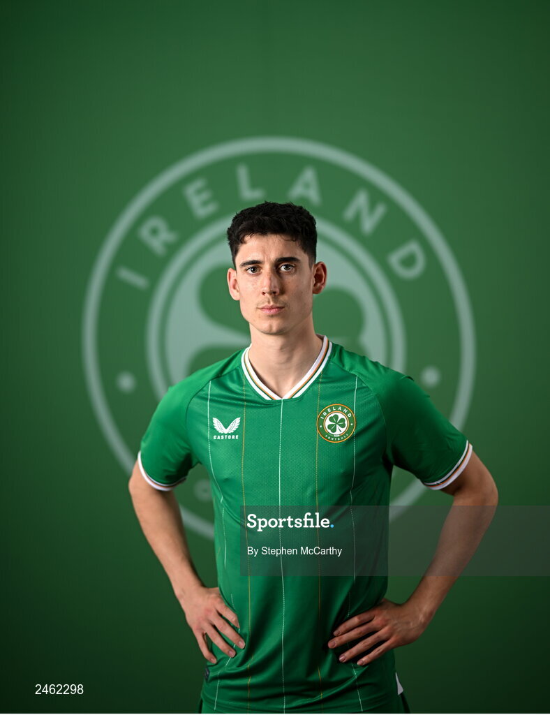 19 March 2023; Callum O’Dowda poses for a portrait during a Republic of Ireland squad portrait session at Castleknock Hotel in Dublin. Photo by Stephen McCarthy/Sportsfile