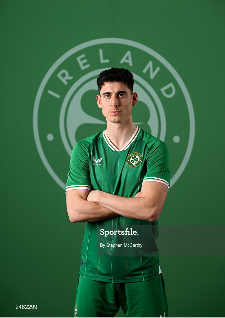 19 March 2023; Callum O’Dowda poses for a portrait during a Republic of Ireland squad portrait session at Castleknock Hotel in Dublin. Photo by Stephen McCarthy/Sportsfile