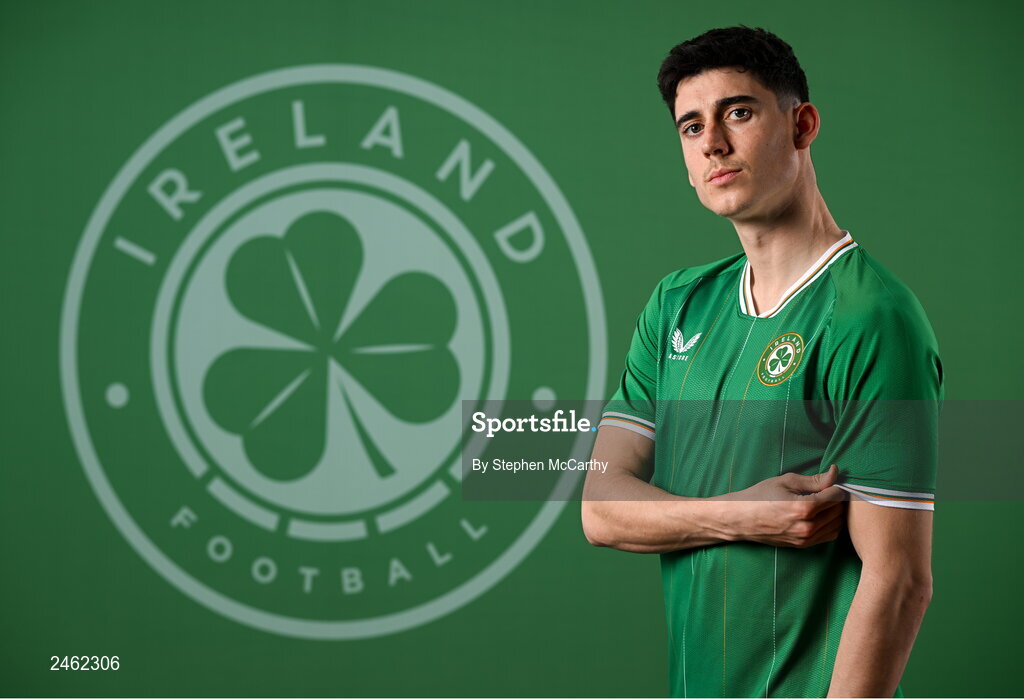 19 March 2023; Callum O’Dowda poses for a portrait during a Republic of Ireland squad portrait session at Castleknock Hotel in Dublin. Photo by Stephen McCarthy/Sportsfile