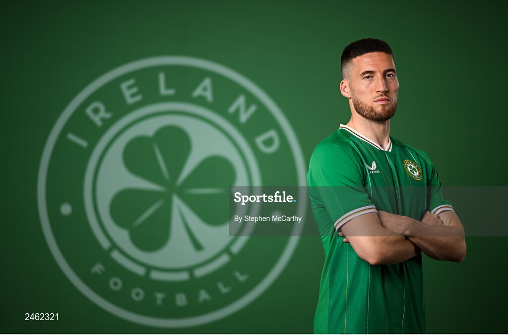 19 March 2023; Matt Doherty poses for a portrait during a Republic of Ireland squad portrait session at Castleknock Hotel in Dublin. Photo by Stephen McCarthy/Sportsfile