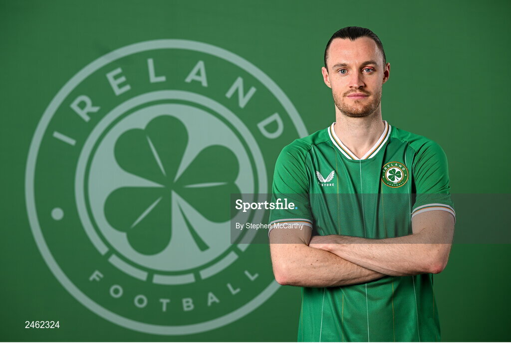 19 March 2023; Will Keane poses for a portrait during a Republic of Ireland squad portrait session at Castleknock Hotel in Dublin. Photo by Stephen McCarthy/Sportsfile