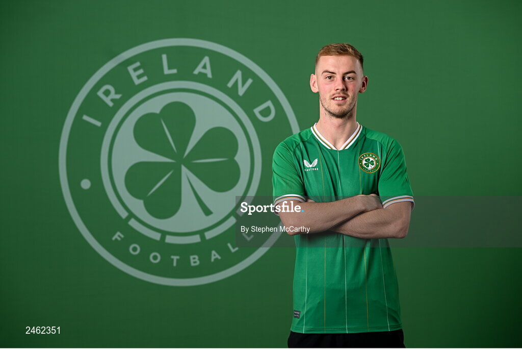 19 March 2023; Mark Sykes poses for a portrait during a Republic of Ireland squad portrait session at Castleknock Hotel in Dublin. Photo by Stephen McCarthy/Sportsfile