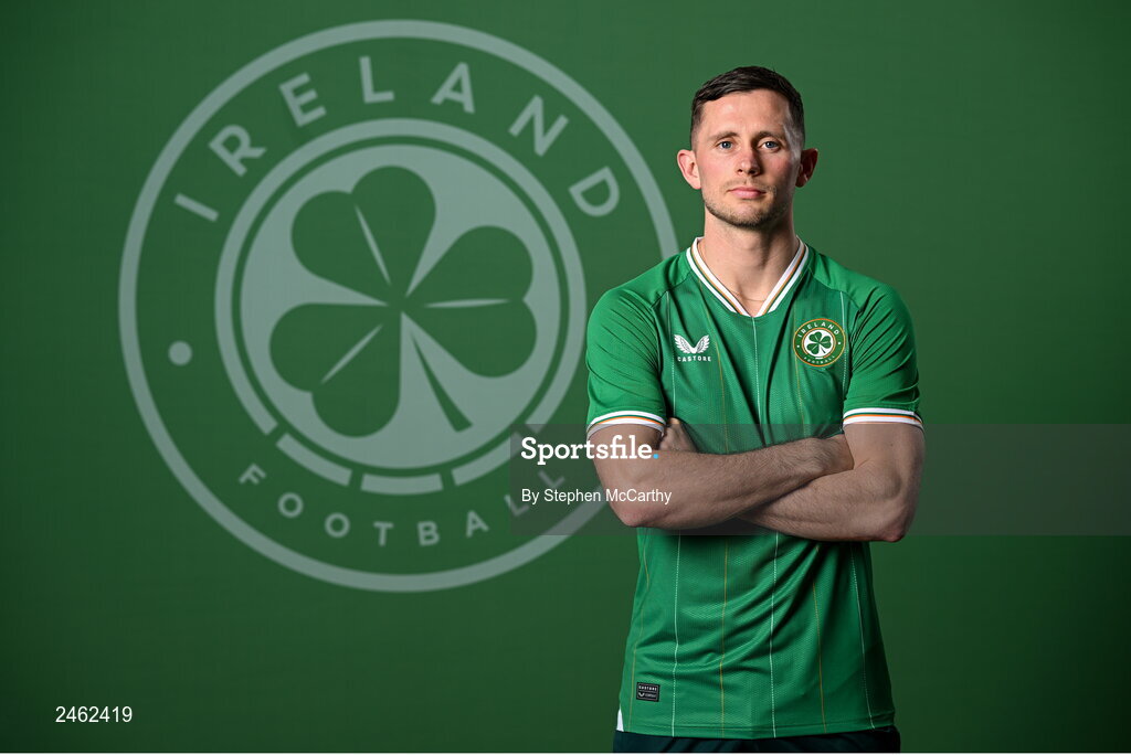 19 March 2023; Alan Browne poses for a portrait during a Republic of Ireland squad portrait session at Castleknock Hotel in Dublin. Photo by Stephen McCarthy/Sportsfile