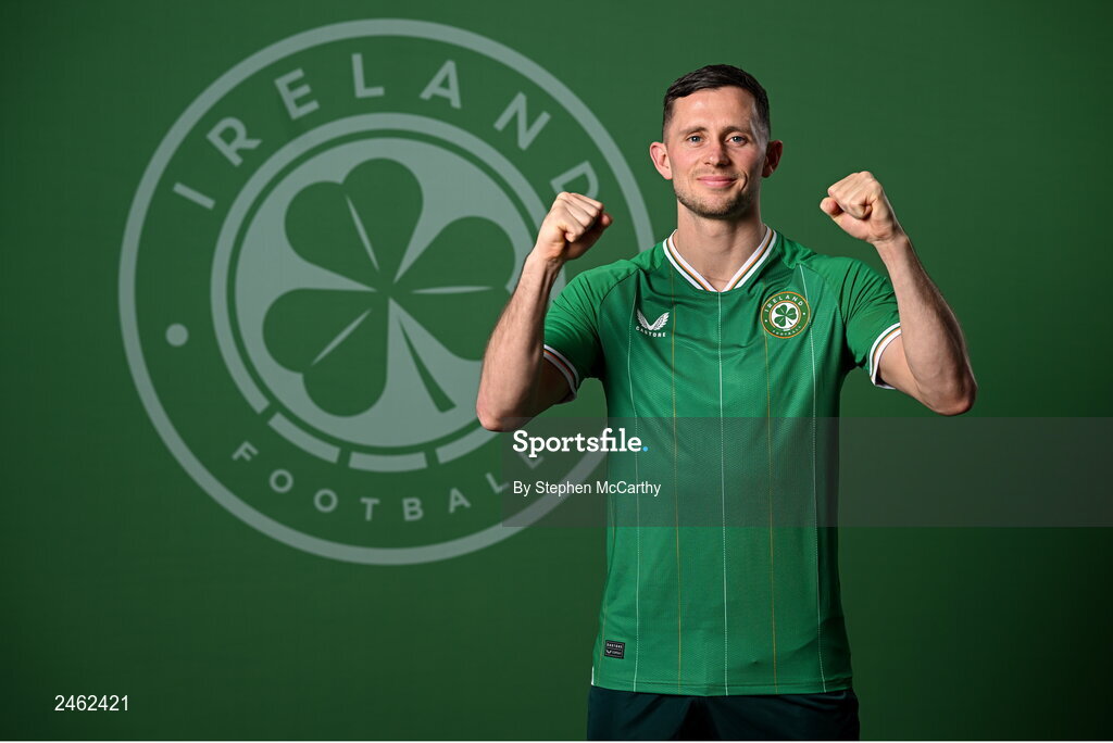 19 March 2023; Alan Browne poses for a portrait during a Republic of Ireland squad portrait session at Castleknock Hotel in Dublin. Photo by Stephen McCarthy/Sportsfile