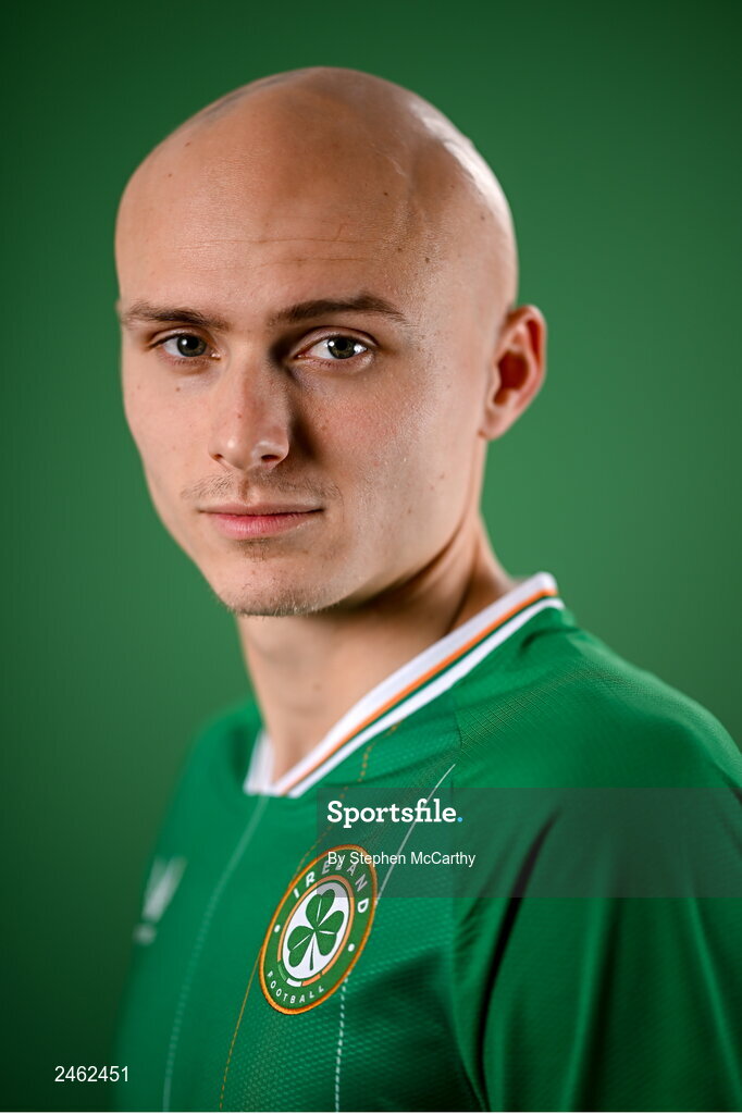 19 March 2023; Will Smallbone poses for a portrait during a Republic of Ireland squad portrait session at Castleknock Hotel in Dublin. Photo by Stephen McCarthy/Sportsfile