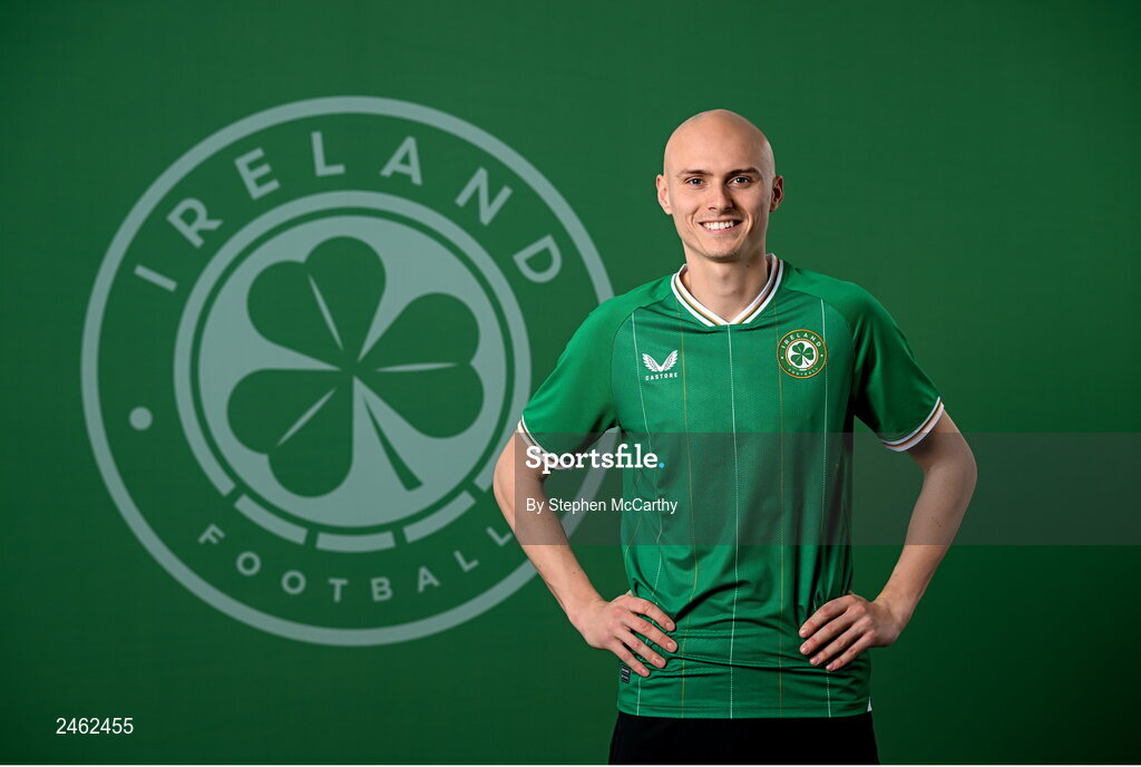 19 March 2023; Will Smallbone poses for a portrait during a Republic of Ireland squad portrait session at Castleknock Hotel in Dublin. Photo by Stephen McCarthy/Sportsfile