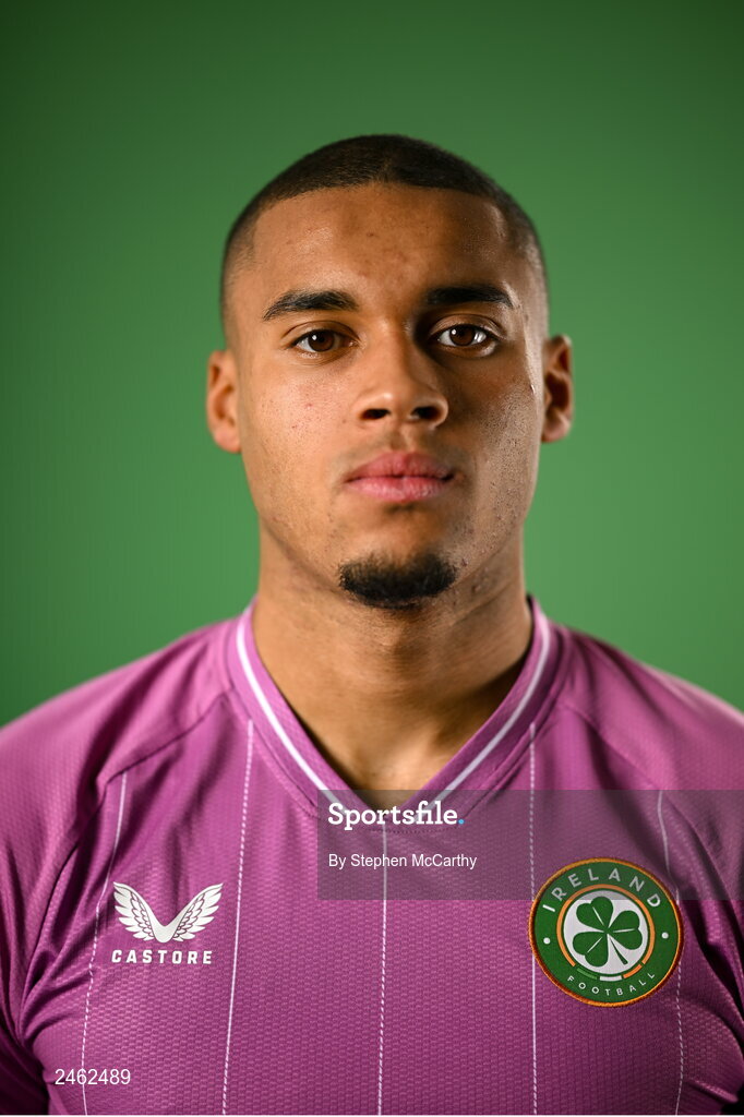 19 March 2023; Goalkeeper Gavin Bazunu poses for a portrait during a Republic of Ireland squad portrait session at Castleknock Hotel in Dublin. Photo by Stephen McCarthy/Sportsfile