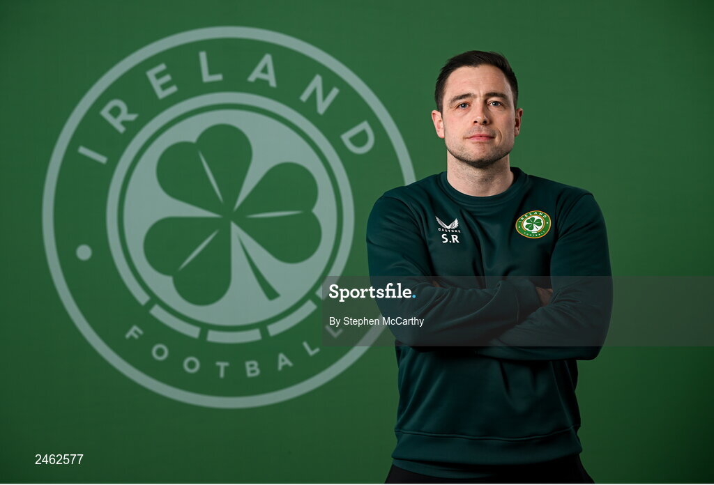 19 March 2023; Sam Rice, athletic therapist, poses for a portrait during a Republic of Ireland squad portrait session at Castleknock Hotel in Dublin. Photo by Stephen McCarthy/Sportsfile