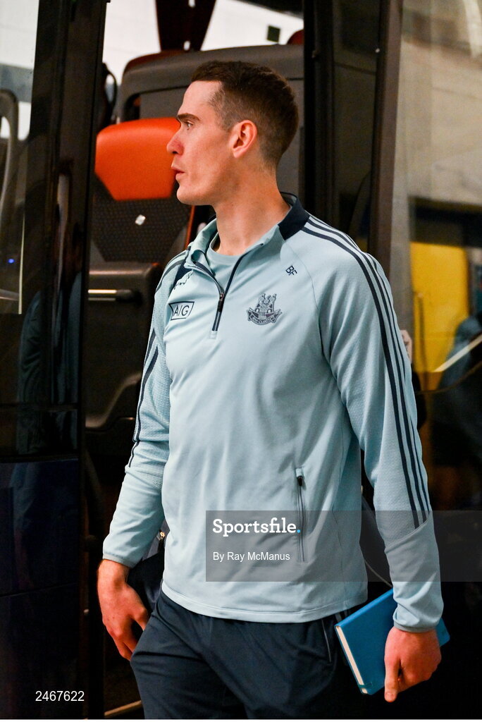 26 March 2023; Brian Fenton of Dublin arrives for the Allianz Football League Division 2 match between Dublin and Louth at Croke Park in Dublin. Photo by Ray McManus/Sportsfile