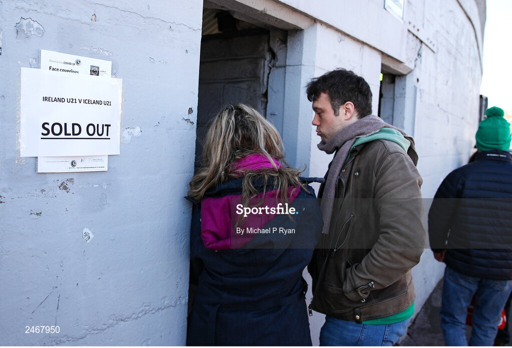 26 March 2023; A sold out sign are seen before the Under-21 international friendly match between Republic of Ireland and Iceland at Turner's Cross in Cork. Photo by Michael P Ryan/Sportsfile