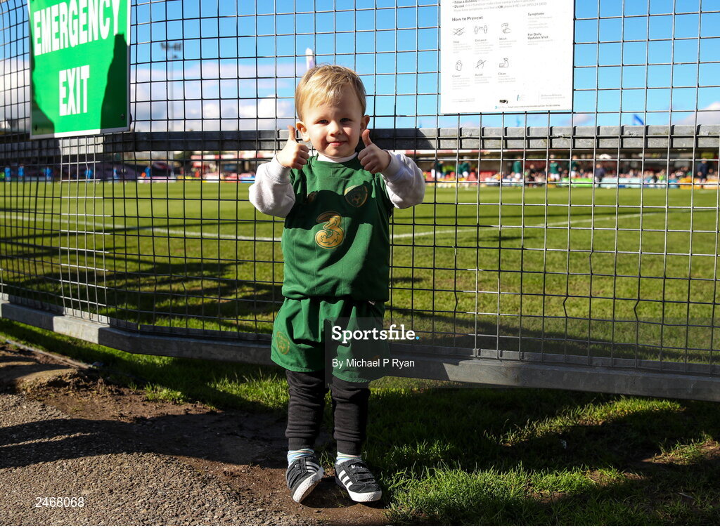 26 March 2023; Joshua O' Regan, age 3, from Douglas, before the Under-21 international friendly match between Republic of Ireland and Iceland at Turner's Cross in Cork. Photo by Michael P Ryan/Sportsfile